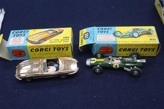 Eight boxed Corgi cars and a Marx remote controlled car